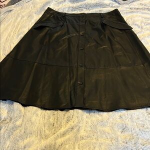 Banana Republic Black Pleather Button-Front Women's Skirt
